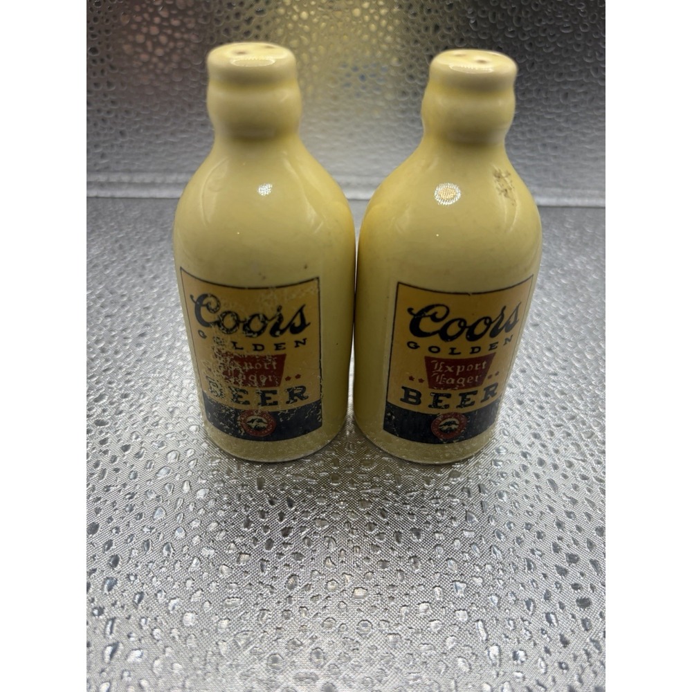 Coors Golden Beer Export Lager Salt and Pepper shaker set Ceramic 1930's